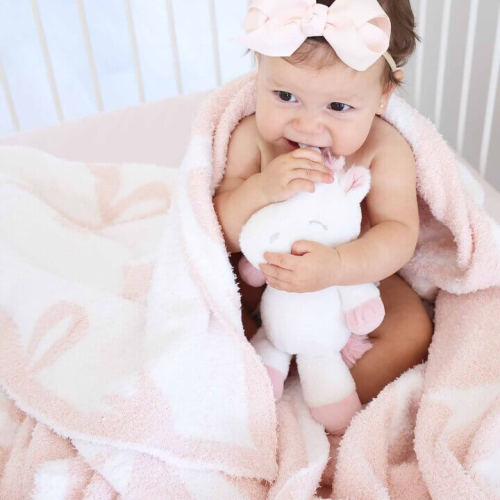 CuddleLane™ Luxe Blankets | Light Pink Bows
