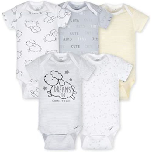Gerber Baby Girls' 5-Pack Short Sleeve Variety Onesies Bodysuits