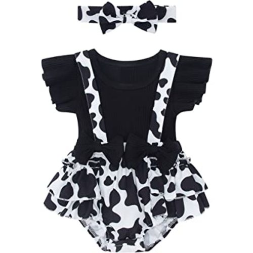 UNICOMIDEA Baby Girls Clothes 0-18 Months Bodysuit Ruffle Sleeve Newborn Outfit Romper With Headband