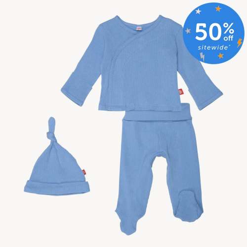 blue skies ribbed cotton magnetic take me home kimono set – Magnetic Me
