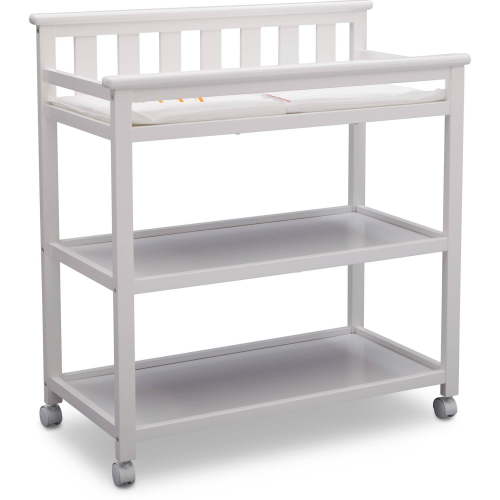 Delta Children Flat Top Changing Table with Casters, Greenguard Gold Certified, Bianca White