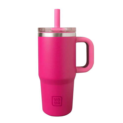 YAYA My First Travel Tumbler for Toddlers 3+ with Reusable Straw and Spill-Safe Lid, 12oz, Fuchsia