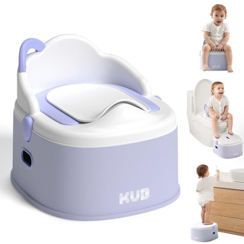 KÜB 3-in-1 Potty Training Toilet (Chair, Seat, Step Stool) - 9 CM Splash Guard, One-Click Assembly, Easy to Clean - Versatile Toddler Potty Trainer for Boy Girl - Purple