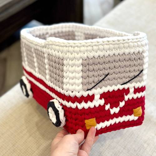 Retro bus basket, Storage basket, Gift for boy, Nursery decor