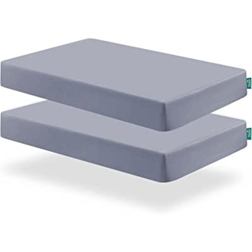 Biloban Crib Sheets Fitted, 2 Pack Crib Sheet Fits for Standard Crib Mattress, Neutral Toddler Bed Sheets for Baby Boys and Girl, Grey, 52”X 28”