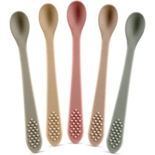Baby Spoons First Stage Silicone Baby Spoon – Self Feeding Baby Utensils – Infant Spoons First Stage Baby Feeding Spoon - Soft & Gentle on Gums - BPA Free Silicone Baby Spoons Set