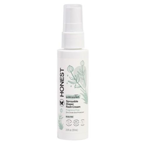 The Honest Company Sensitive Sprayable Fragrance Free Diaper Rash Cream - 2 fl oz: Zinc Oxide Treatment, No Parabens