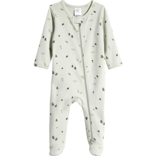 Print Zip Cotton Footie, 6M