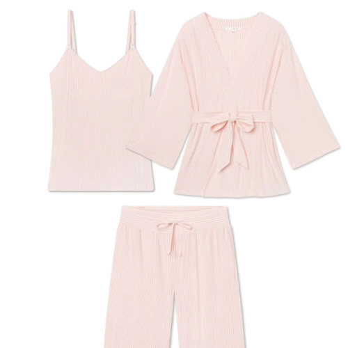 LAKE | Women | DreamModal™ Pajamas | English Rose Pencil Stripe Maternity Kimono Bundle