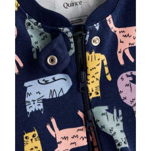0-3 Months — 100% Organic Cotton Shortie Onesie Pajama in Cats