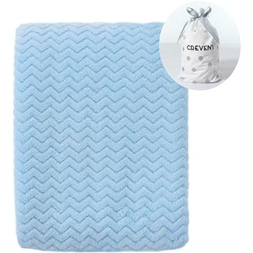 CREVENT 30''X40'' Soft Cozy Warm Baby Blankets for Boys Girls Solid Color - All Season Use - Newborn Essentials (Wave Blue)