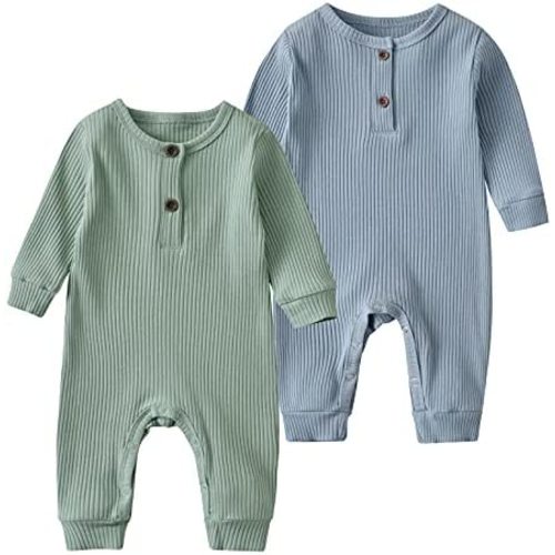 Baby Boy Girl 2 Pack Solid Romper Short/Long Sleeve One Piece Jumpsuits Clothes Sets