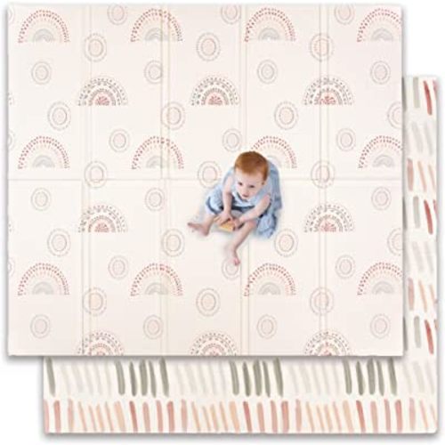 JumpOff Jo - Extra Large Waterproof Foam Padded Play Mat for Infants, Babies, Toddlers, Play Pens & Tummy Time, Foldable Activity Mat, 77 x 70 x 0.6 inches