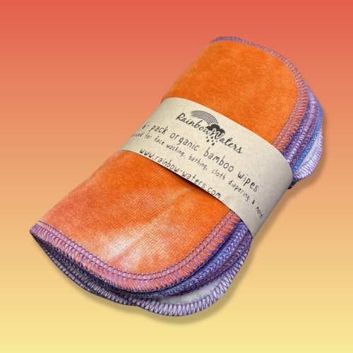 Rainbow Waters Tie Dye Organic Bamboo Cloth Wipes - Rainbow Crayons :: 6 pack