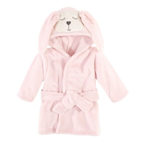 Hudson Baby Infant Girls Plush Animal Face Bathrobe, Modern Bunny, 0-9 Months