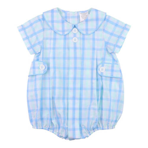 Mint And Blue Plaid Tab Bubble – Cecil & Lou