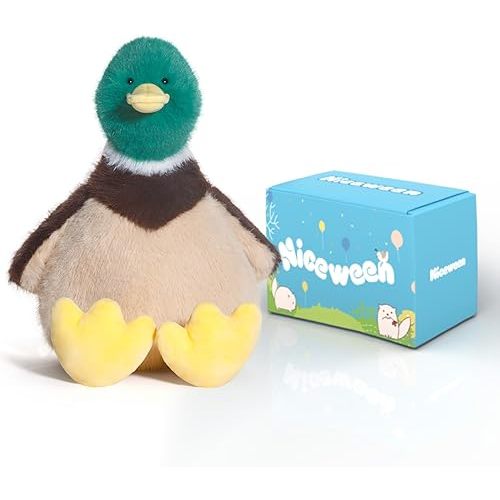 Stuffed Animals Cute Duck Plush Toys 8 inches Ultra Soft and Comfort Duck Plushie for Boys and Girls, Green/Beige