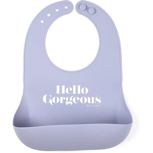 Baby Bib for Eating by Bella Tunno, Waterproof Silicone Bib with Large Food Catcher, Adjustable Fit for Babies 4-12 months & Toddlers 1-3 Years, Boys & Girls, Hello Gorgeous