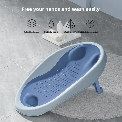Foldable Baby Bath Seat with Non-Slip PP Base & Ergonomic Backrest, Easy-Clean Shower Net Support for Safe Toddler Bath