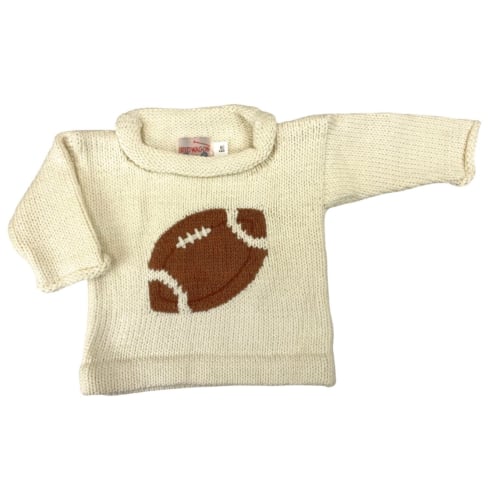 Children's Ivory Football Roll Neck Sweater | The Red Wagon
