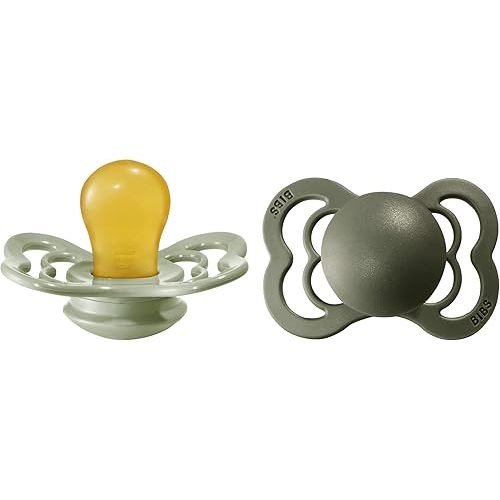 BIBS Pacifiers - Supreme Collection | BPA-Free Baby Pacifier | Made in Denmark | Set of 2 Sage/Hunter Green Color Premium Soothers | Size 0-6 Months