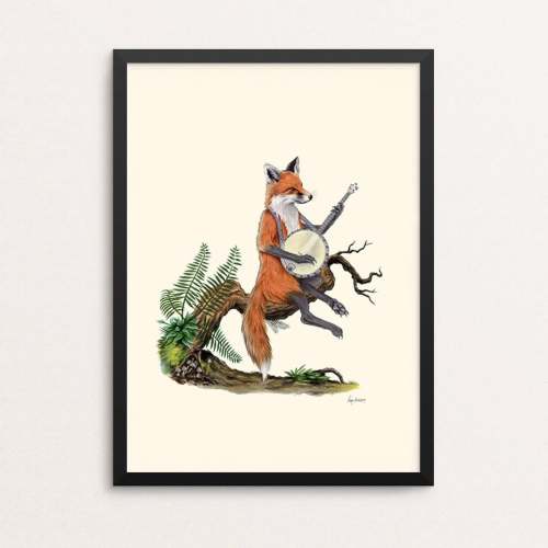 Fox Musician -The Enthusiasts print - Banjo - Gallery Wall - Animal Art - Woodland Nursery - Kids Room