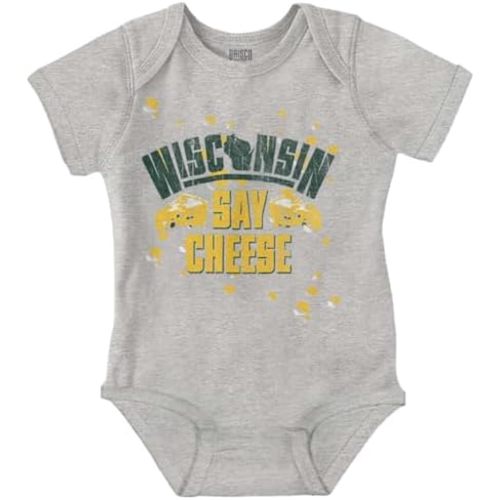 Wisconsin Say Cheese State Shape Baby Romper Boys or Girls