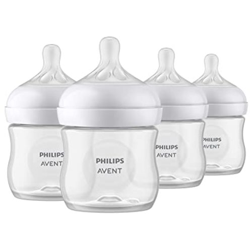 Philips AVENT Natural Baby Bottle with Natural Response Nipple, Clear, 4oz, 4pk, SCY900/04 - 4 Pack