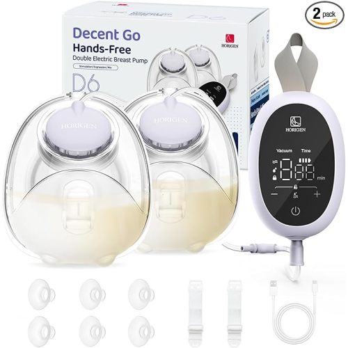Breast Pump D6, Ultra-Lightweight Hands Free Wearable Breast Pump with Upgraded Leak-Proof Double-Seal Flange, Electric Breastfeeding Pump 3 Modes | 9 Levels, 3 Fine-Tuned Rhythms, 15/17/19/21/25mm
