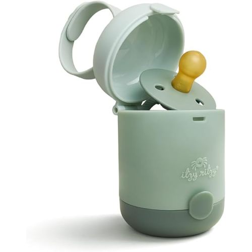 Itzy Ritzy Pacifier Holder - Dual-Sided to Keep Clean & Dirty Pacifiers Separate, Sage (Pacifiers Not Included)