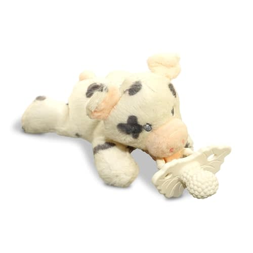 RaZbaby RaZbuddy RaZberry Teether/Pacifier Holder w/Removable Baby Teether Toy - 0M+ - Bpa Free (Pig)