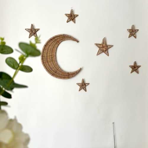 Set of moon and 5 stars, beige