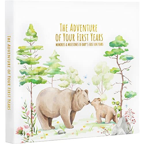 TrulyBaby Keepsake Baby Memory Book for Baby Boy or Girl - Timeless Baby Book for Baby's First 5 Years - Record Every Event from Birth to Age 5 - Gender Neutral Baby Scrapbook Journal Photo Album