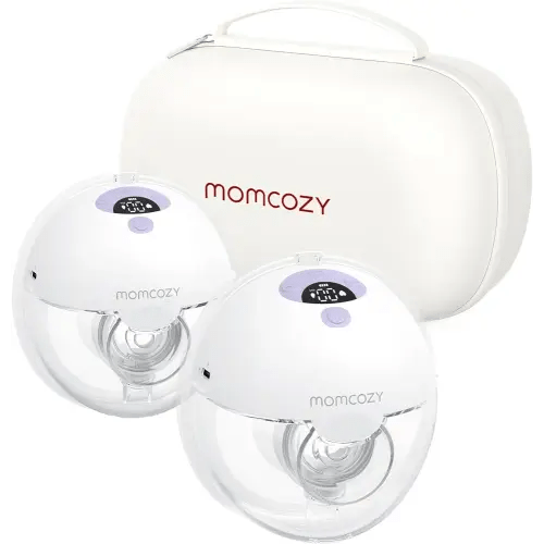 Momcozy Breast Pump Hands Free M5, Wearable Breast Pump of Baby Mouth Double-Sealed Flange with 3 Modes & 9 Levels, Electric Breast Pump Portable - 24mm, 2 Pack Lilac