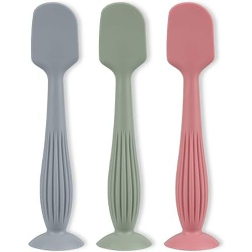 3 Pieces Diaper Cream Applicator Set - Soft Silicone Baby Butt Brush with Suction Base, Baby Butt Spatula, Full Size - Newborn Baby Essentials (Color 4)