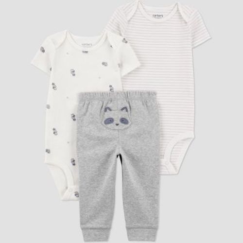 Carter's Just One You® Baby Boys' 3pc Racoon Printed Bodysuit Set - Gray