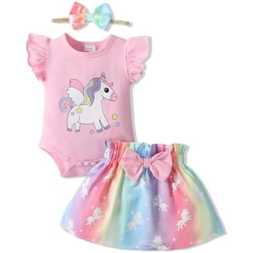 SUNNY PIGGY Baby Girl Clothes Newborn Dress Infant Romper Summer Outfit Cute Toddler Clothing Skirt Set