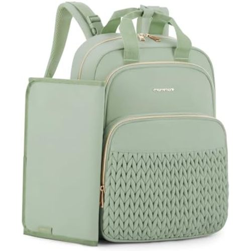 mommore Diaper Bag Small Diaper Backpack Stylish Baby Travel Backpacks with Insulated Pockets, Changing Pad, Stroller Straps