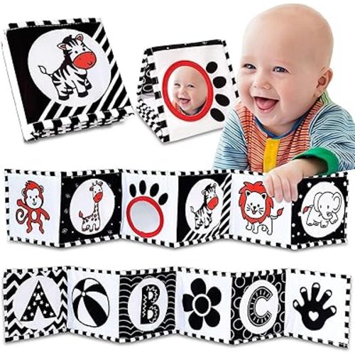 High Contrast Baby Toys For Newborn: Black And White Baby Toys Book 0-3 Months - Tummy Time Mirror For Infant 6 7 8 9 10 11 12 Months Developmental Toys Montessori Sensory Toys Baby Girls Boys Gift