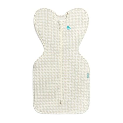 Love to Dream Swaddle UP, Sleep Sack 0-3 Months, Self-Soothing, Improves Sleep, Snug Fit Helps Calm Startle Reflex, Baby Essentials Must Haves Newborn, 1.0 TOG, 8-13 lbs, Tan Houndstooth