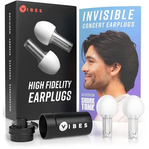 Vibes High-Fidelity Earplugs - Invisible Ear Plugs for Concerts, Musicians, Motorcycles, Airplanes, Raves, Work Noise Reduction, Hearing Protection - Fits Small Medium Large - As Seen On Shark Tank