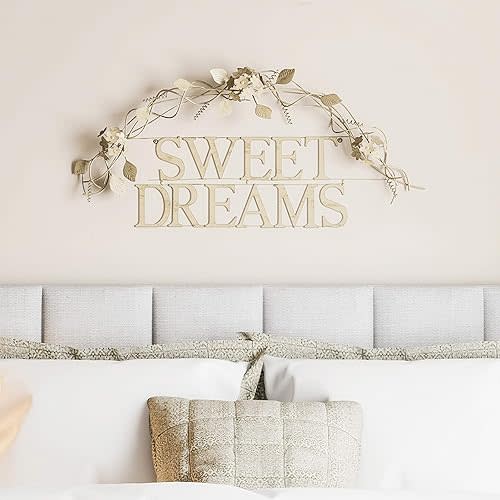 Lavish Home Bedroom Wall Decor - Sweet Dreams Decorative Wall Sign - Home Accent 3D Word Art - Modern Rustic or Vintage Farmhouse Style (White)