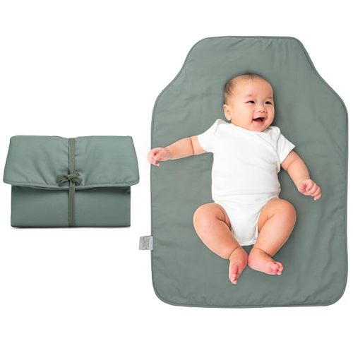 Natemia Baby Portable Diaper Changing Pad - Portable Changing Pad for Baby, Flexible Design for Travel, Machine Washable Percale Cotton, Made in Turkey, Baby Essentials - Travel Changing Pad for Baby