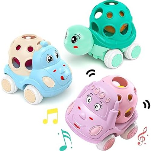 Toy Cars for Toddler Girl Push and Go Rattle Car, Toddlers Push Cars Play Car Toys, Easter Basket Stuffers Filler for Toddler Girls Rattles Noisy Cars Trucks Active Toddler Girl Toys