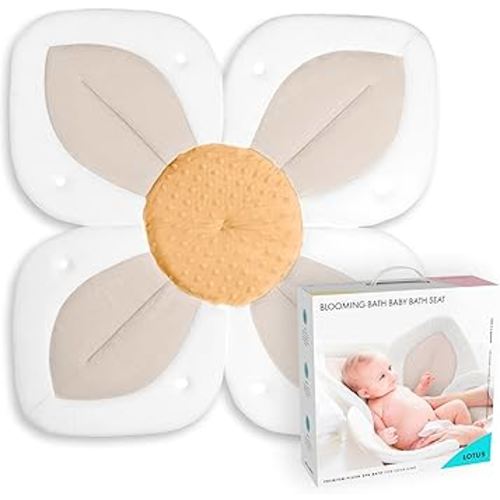 Blooming Bath Baby Bath Seat - Baby Tubs for Newborn Infants to Toddler 0 to 6 Months and Up - Baby Essentials Must Haves - The Original Washer-Safe Flower Seat (Lotus, Buttercream/Honey)
