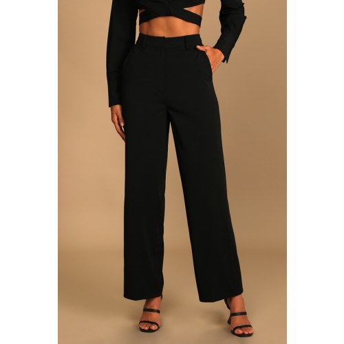 So Get This Black High-Waisted Wide-Leg Trouser Pants