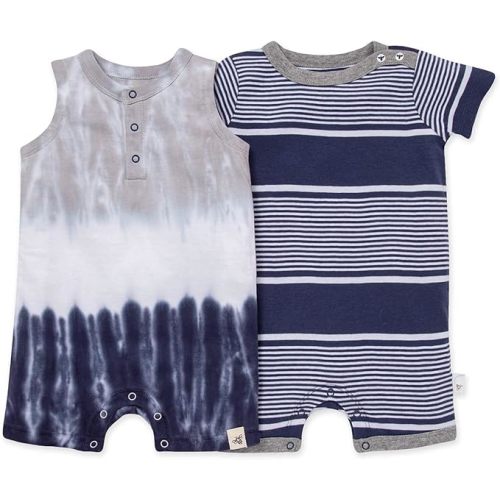 Burt's Bees Baby Baby Boys Short Sleeve Rompers, 100% Organic Cotton One-Piece Coverall and Layette Set