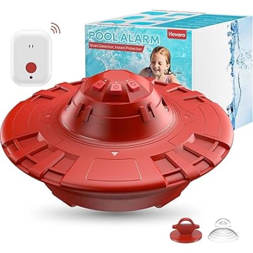 Pool Alarm, Floating Pool Safety Alarms for Inground & Above Ground Pools – Loud 110dB Alert, Adjustable Sensitivity, Protection for Kids & Pets (Hot Red)