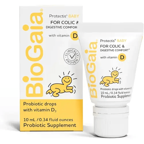 BioGaia Protectis Baby Probiotic Drops | Colic & Gas Relief + Vitamin D | Safe for Newborns | Ease Crying, Fussing, Colic, Gas, Spit-ups & Constipation | No Dairy, Soy & Gluten | 50 Day Supply | 10mL