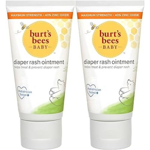 Burt's Bees Baby Diaper Rash Ointment, Maximum Strength, 40% Zinc Oxide, 100% Natural Origin, Pediatrician Tested, Net Weight 3 Ounces , Pack of 2